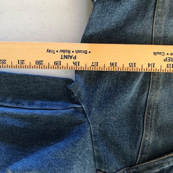 Rampage Size Med Vintage Double Breasted Belted Blue Denim Jacket with Pockets - Picture 6 of 16